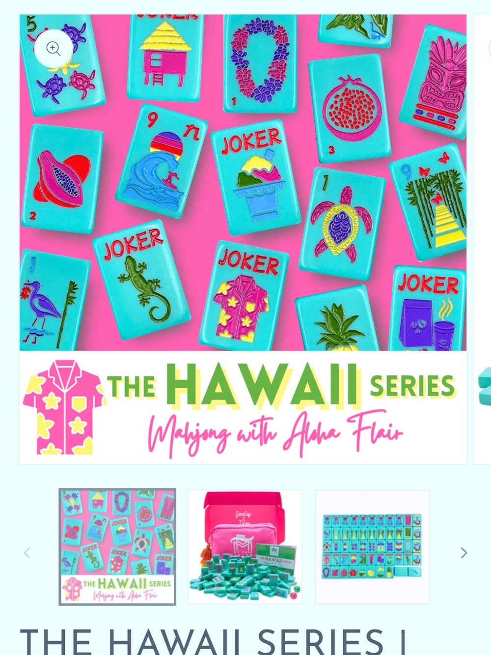 My Fair Mahjong Set – Pink Pouch with Teal Tiles (Hawaii Series) - Picture 2 of 7